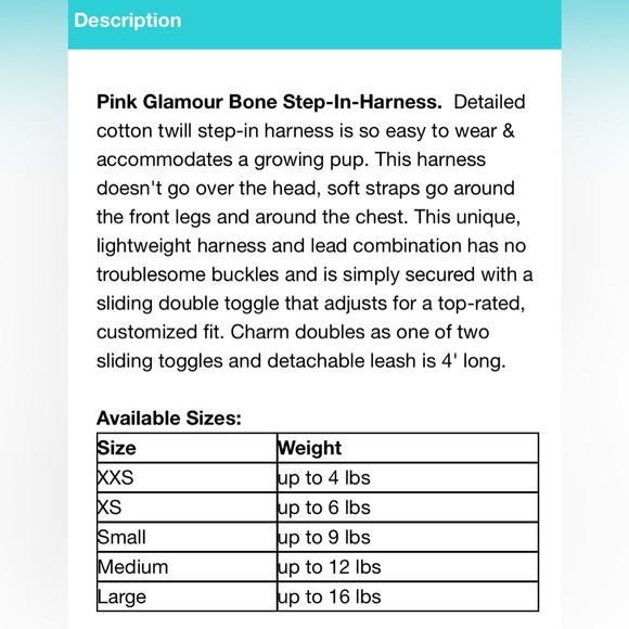 Hip Doggie Pink Bone Step-In Harness Leash Rhinestone Dog Bone Charm Size Large - Picture 7 of 7